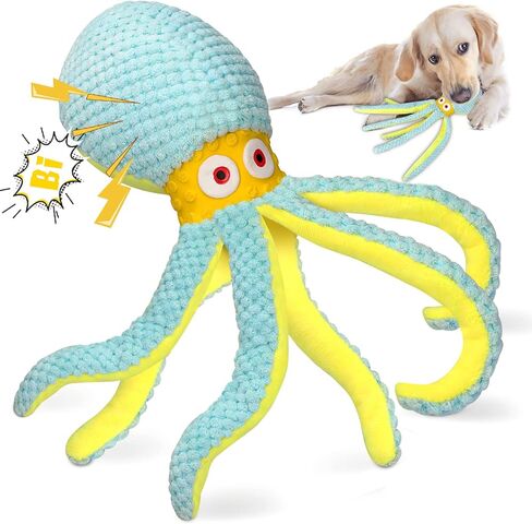 VIWIK Dog Toys for Chewers, Puppy Toys for Boredom and Stimulating, Dog Squeaky Toys Octopus, Interactive Dog Toys No Stuffing for Smart Dogs, Soft Plush Dog Chew Toys, for Dogs in Kuwait