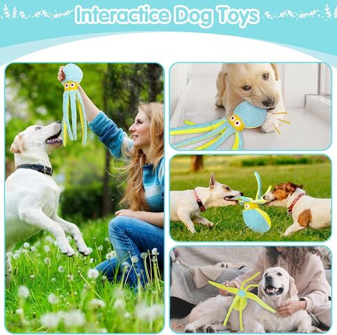 VIWIK Dog Toys for Chewers, Puppy Toys for Boredom and Stimulating, Dog Squeaky Toys Octopus, Interactive Dog Toys No Stuffing for Smart Dogs, Soft Plush Dog Chew Toys, for Dogs in Kuwait