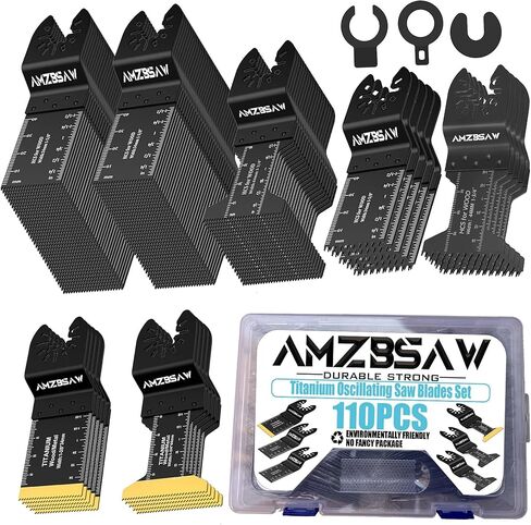 AMZBSAW 110 قطعة مجموعة شفرات أداة متأرجحة، مجموعات أدوات متعددة سريعة الإصدار للبلاستيك الخشبي المعدني، شفرات منشار متأرجحة تناسب Bosch Dewalt Worx Milwaukee Ryobi in Saudi Arabia