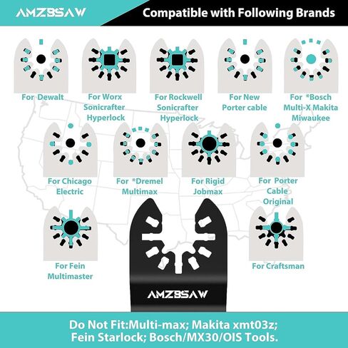 AMZBSAW 110 قطعة مجموعة شفرات أداة متأرجحة، مجموعات أدوات متعددة سريعة الإصدار للبلاستيك الخشبي المعدني، شفرات منشار متأرجحة تناسب Bosch Dewalt Worx Milwaukee Ryobi in Saudi Arabia