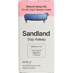Sandland Stay Asleep، مكمل طبيعي للنوم اليومي، 30 حبة، مغنيسيوم، جذر الناردين، إل-ثيانين، أوراق النعناع، ​​صنع في الولايات المتحدة الأمريكية in Kuwait