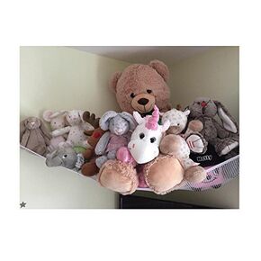 Stuffed Animal Hammock, Huijukon Jumbo Corner Toy Hammock Toy Storage Net Hammock Collection Organizer for Stuffed Animals Cuddly Plushie Stuffie Toys | Size: 84" x 59" x 59" (Blue)