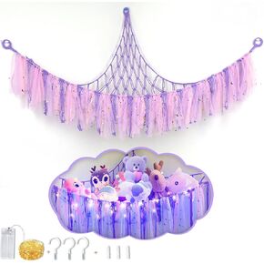 Stuffed Animal Storage Hammock Or Net,SLLFLY Toy Hammock With Led Light,Large Size Net For Stuffed Animals Corner,Perfect For Kids Room,Nursery,Playroom Bedroom (Pink) in Kuwait