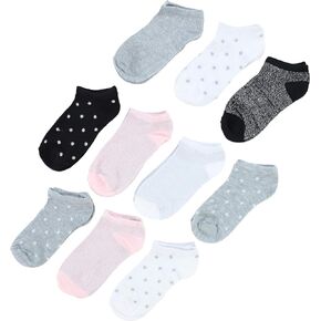 Girls No Show Socks for Kids and Toddlers Stripes Polka Dots and Assorted 10 Pack - Nicole Miller in Kuwait