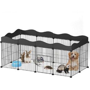 ان اي هوم قفص لعب للحيوانات الاليفة، قفص للحيوانات الصغيرة مع باب، سياج معدني فاخر للحيوانات الصغيرة للجراء والقطط الصغيرة والارانب والقنفذ والخنازير الغينية والقطط (48 انش × 24 انش × 20 انش، 12 لوح، in Kuwait