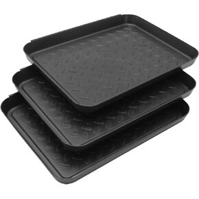 Anxingo Home Boot Tray Black Shoe Border Mat Heavy Duty Floor for Indoor Outdoor Pet Feeding Mat Rubber Shoe Mat-Trash Can Mat-Water Cooler Mat-Wet Shoe Mats, 3 Pack 13.75 * 10.58in in Saudi Arabia