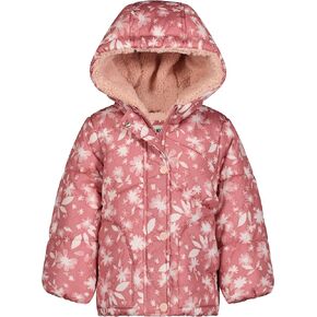 معطف شتوي بغطاء للرأس للفتيات الصغيرات من OshKosh B’gosh، باللون الوردي مع تصميم زهور أنيق