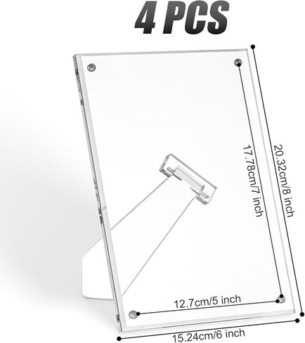 4 عبوات من إطار صور أكريليك مقاس 5 × 7 مع حامل، إطار صورة شفاف مع مغناطيس قوي لعرض سطح الطاولة، إطار مغناطيسي وإطارات صور لوسيت مقاس 5 × 7، إطارات صور سطح المكتب بدون إطار للمكتب المنزلي in Kuwait