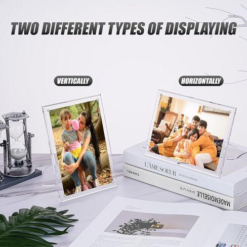4 عبوات من إطار صور أكريليك مقاس 5 × 7 مع حامل، إطار صورة شفاف مع مغناطيس قوي لعرض سطح الطاولة، إطار مغناطيسي وإطارات صور لوسيت مقاس 5 × 7، إطارات صور سطح المكتب بدون إطار للمكتب المنزلي in Kuwait