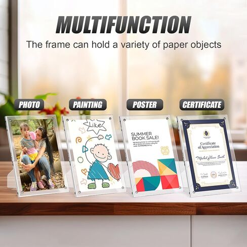 4 عبوات من إطار صور أكريليك مقاس 5 × 7 مع حامل، إطار صورة شفاف مع مغناطيس قوي لعرض سطح الطاولة، إطار مغناطيسي وإطارات صور لوسيت مقاس 5 × 7، إطارات صور سطح المكتب بدون إطار للمكتب المنزلي in Kuwait