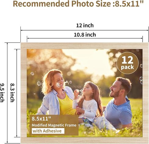 CRUGLA 8.5 x 11 Magnetic Picture Frame 12 Packs, Kids Artwork Frame Changeable, Magnetic Sheet with Self Adhesive Backing, Document Sign Paper Holder Poster Certificate Frame Bulk for Refrigerator in Kuwait