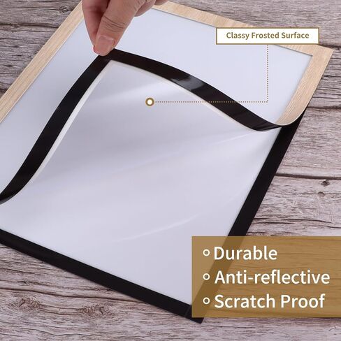 CRUGLA 8.5 x 11 Magnetic Picture Frame 12 Packs, Kids Artwork Frame Changeable, Magnetic Sheet with Self Adhesive Backing, Document Sign Paper Holder Poster Certificate Frame Bulk for Refrigerator in Kuwait