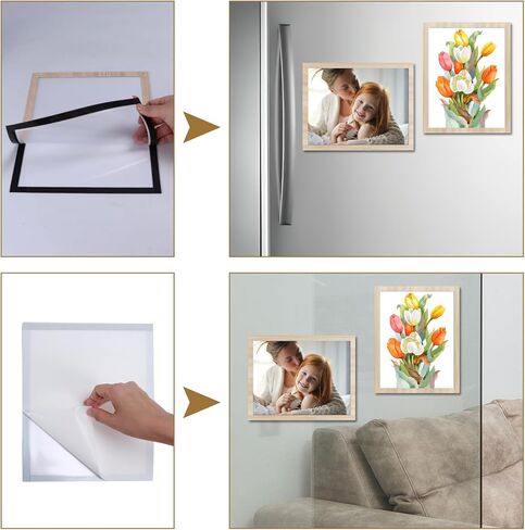CRUGLA 8.5 x 11 Magnetic Picture Frame 12 Packs, Kids Artwork Frame Changeable, Magnetic Sheet with Self Adhesive Backing, Document Sign Paper Holder Poster Certificate Frame Bulk for Refrigerator in Kuwait