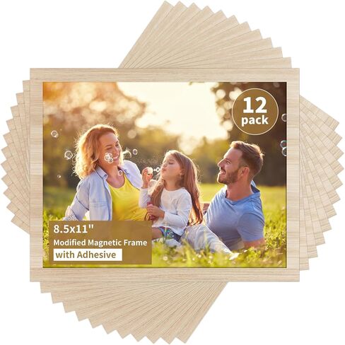 CRUGLA 8.5 x 11 Magnetic Picture Frame 12 Packs, Kids Artwork Frame Changeable, Magnetic Sheet with Self Adhesive Backing, Document Sign Paper Holder Poster Certificate Frame Bulk for Refrigerator in Kuwait