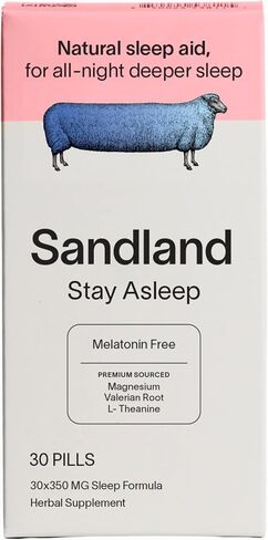Sandland Stay Asleep، مكمل طبيعي للنوم اليومي، 30 حبة، مغنيسيوم، جذر الناردين، إل-ثيانين، أوراق النعناع، ​​صنع في الولايات المتحدة الأمريكية in Kuwait