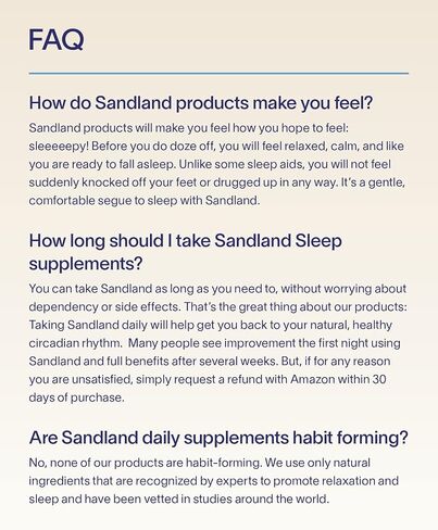 Sandland Stay Asleep، مكمل طبيعي للنوم اليومي، 30 حبة، مغنيسيوم، جذر الناردين، إل-ثيانين، أوراق النعناع، ​​صنع في الولايات المتحدة الأمريكية in Kuwait