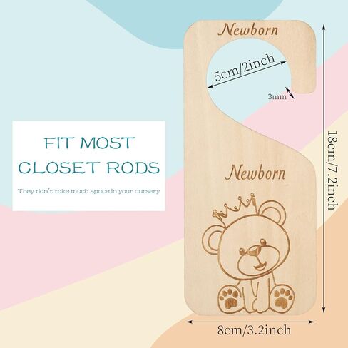 BOWINR Wooden Baby Closet Dividers Set of 7 Baby Clothes Organizer Baby Double-Sided Closet Organizer Cute Animal Theme Nursery Decor Neutral from Newborn to 24 Months in Kuwait