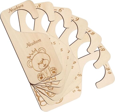 BOWINR Wooden Baby Closet Dividers Set of 7 Baby Clothes Organizer Baby Double-Sided Closet Organizer Cute Animal Theme Nursery Decor Neutral from Newborn to 24 Months in Kuwait