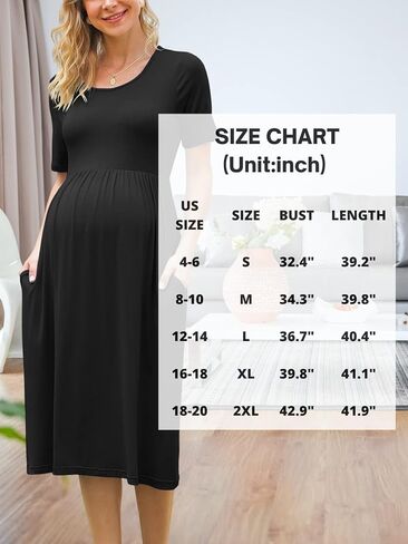 فستان Xpenyo نسائي كاجوال بأكمام قصيرة وخصر إمبراطوري مع جيوب in Kuwait