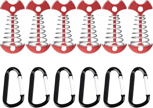 TRIWONDER 6 قطع سطح السفينة لوحة خيمة حصص الألومنيوم الربيع مرساة هيكل السمكة غيلين الحبل الضابط أوتاد خيمة مع حلقات تسلق للتخييم في الهواء الطلق المشي لمسافات طويلة in Kuwait