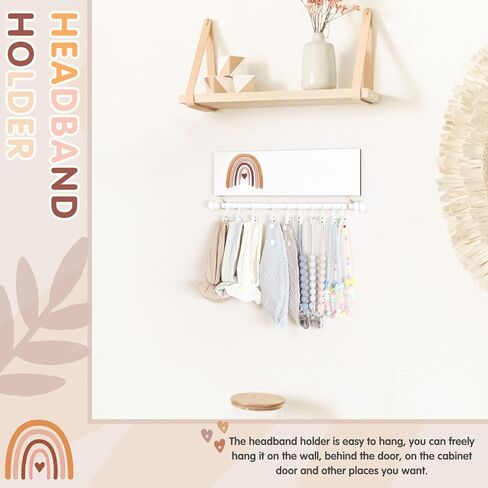 بوفي تاير حامل عصابة راس بتصميم بوهو بالوان قوس قزح، منظم عصابة راس للبنات الصغيرات، حامل فيونكة للشعر للفتيات الصغيرات، منظم تخزين اكسسوارات الشعر، ديكور محايد لغرفة الاطفال in Kuwait