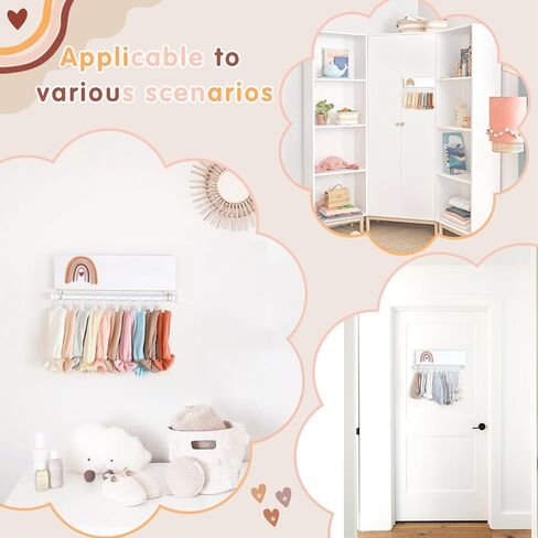 بوفي تاير حامل عصابة راس بتصميم بوهو بالوان قوس قزح، منظم عصابة راس للبنات الصغيرات، حامل فيونكة للشعر للفتيات الصغيرات، منظم تخزين اكسسوارات الشعر، ديكور محايد لغرفة الاطفال in Kuwait