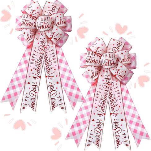 قطعتان من فيونكات اكليل الزهور الكبيرة لتزيين عيد الحب والمنزل وحفلات الزفاف وعيد الحب وعيد القديس باتريك والحرف اليدوية التي تصنعها بنفسك (انماط رومانسية) in Kuwait