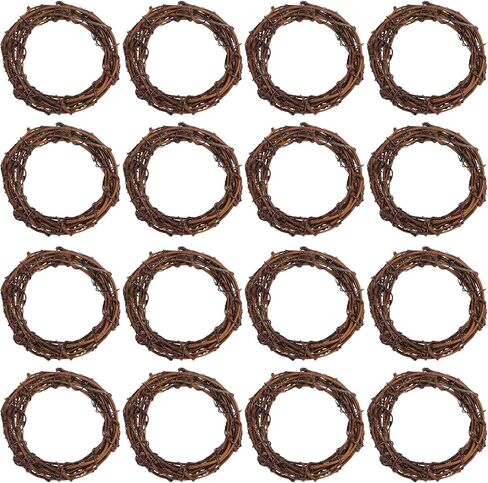 Grapevine Wreath Set, Marrywindix 16 Pieces Natural Vine Branch Wreath Christmas DIY Rattan Wreath Garland for Christmas Holiday Craft Wedding Decor (3 in.) in Saudi Arabia