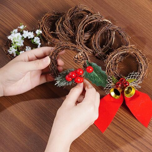 Grapevine Wreath Set, Marrywindix 16 Pieces Natural Vine Branch Wreath Christmas DIY Rattan Wreath Garland for Christmas Holiday Craft Wedding Decor (3 in.) in Saudi Arabia