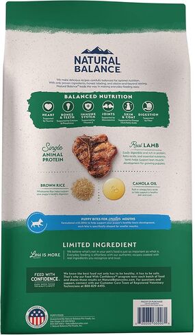 Natural Balance Limited Ingredient Puppy Dry Dog Food with Healthy Grains, Lamb & Brown Rice Recipe, 24 Pound (Pack of 1) in Kuwait