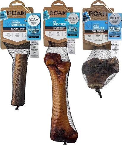 مجموعة متنوعة من مكافآت Roam Pet للعظام والمضغ مكونة من 3 قطع - GNAW-kle كبير، وBoss-trich، وعظم النخاع المدخن الكبير للكلاب المتوسطة والكبيرة in Kuwait
