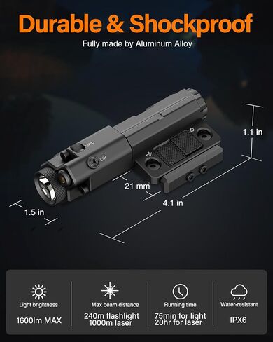 TOUGHSOUL Flashlight Laser Sight Combo for Rifle in Kuwait
