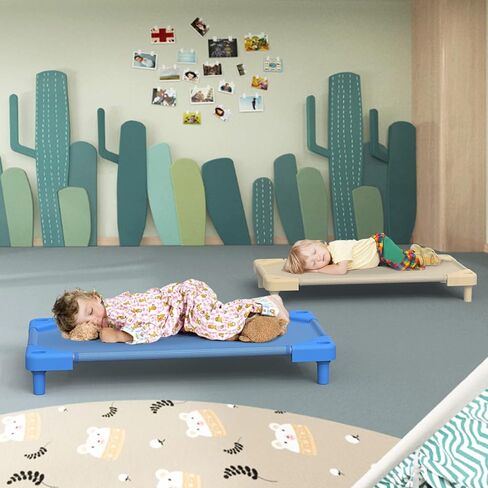 مهود الرعاية النهارية من نوجولون، مهود أطفال للرعاية النهارية، مهود أطفال قابلة للتكديس لمرحلة ما قبل المدرسة، مهود قيلولة لدولار الرعاية النهارية (بيج، 52 بوصة × 23 بوصة، 4 عبوات) in Kuwait
