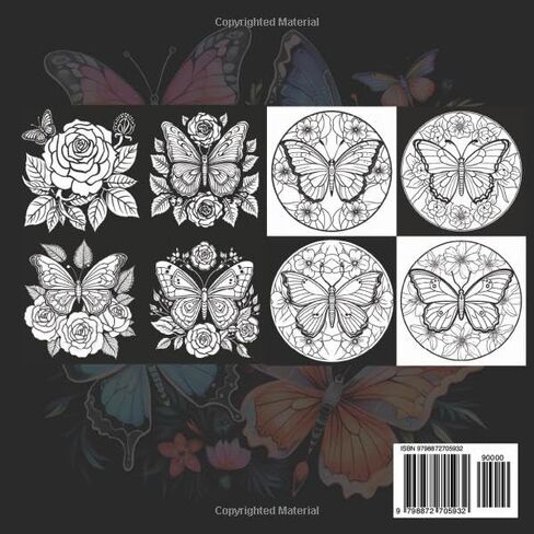Butterflies & Flowers Coloring Book for Adults - 50 Elegant Illustrations of Butterflies and Flowers, Ideal for Soothing Relaxation and Perfect as a Gift! in Saudi Arabia