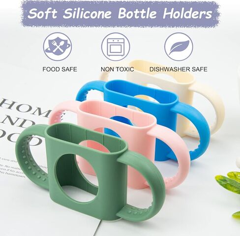 BeautyChen 5 Pack Baby Bottle Handles Compatible with Dr Brown Baby Bottles Soft Silicone Narrow Baby Bottles Handles Non-Slip Easy Grip Handles Dishwasher Safe (White, Pink, Yellow, Green,Light Blue) in Kuwait