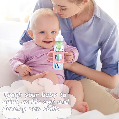 BeautyChen 5 Pack Baby Bottle Handles Compatible with Dr Brown Baby Bottles Soft Silicone Narrow Baby Bottles Handles Non-Slip Easy Grip Handles Dishwasher Safe (White, Pink, Yellow, Green,Light Blue) in Kuwait