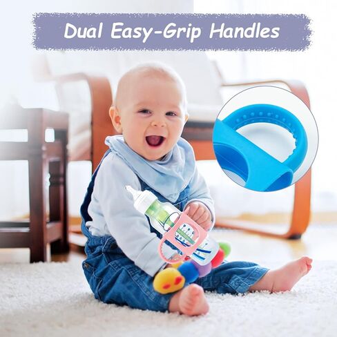 BeautyChen 5 Pack Baby Bottle Handles Compatible with Dr Brown Baby Bottles Soft Silicone Narrow Baby Bottles Handles Non-Slip Easy Grip Handles Dishwasher Safe (White, Pink, Yellow, Green,Light Blue) in Kuwait