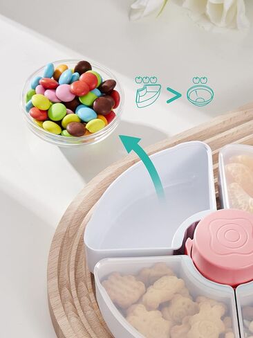 حاوية تخزين طعام الأطفال من هيتا، صندوق وجبات خفيفة للأطفال مع 4 حجرات وأغطية قابلة للإزالة، حاويات للوجبات الخفيفة قابلة لإعادة الاستخدام، مادة البولي بروبيلين الملائمة للطعام، خالية من مادة BPA وPVC (وردي) in Kuwait