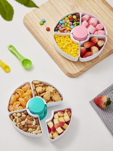 حاوية تخزين طعام الأطفال من هيتا، صندوق وجبات خفيفة للأطفال مع 4 حجرات وأغطية قابلة للإزالة، حاويات للوجبات الخفيفة قابلة لإعادة الاستخدام، مادة البولي بروبيلين الملائمة للطعام، خالية من مادة BPA وPVC (وردي) in Kuwait