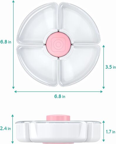 حاوية تخزين طعام الأطفال من هيتا، صندوق وجبات خفيفة للأطفال مع 4 حجرات وأغطية قابلة للإزالة، حاويات للوجبات الخفيفة قابلة لإعادة الاستخدام، مادة البولي بروبيلين الملائمة للطعام، خالية من مادة BPA وPVC (وردي) in Kuwait