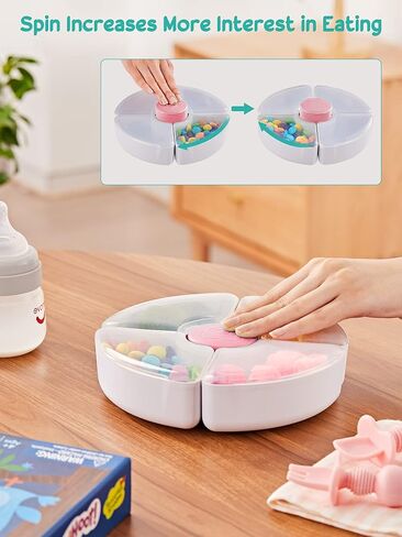 حاوية تخزين طعام الأطفال من هيتا، صندوق وجبات خفيفة للأطفال مع 4 حجرات وأغطية قابلة للإزالة، حاويات للوجبات الخفيفة قابلة لإعادة الاستخدام، مادة البولي بروبيلين الملائمة للطعام، خالية من مادة BPA وPVC (وردي) in Kuwait