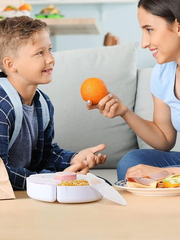 حاوية تخزين طعام الأطفال من هيتا، صندوق وجبات خفيفة للأطفال مع 4 حجرات وأغطية قابلة للإزالة، حاويات للوجبات الخفيفة قابلة لإعادة الاستخدام، مادة البولي بروبيلين الملائمة للطعام، خالية من مادة BPA وPVC (وردي) in Kuwait