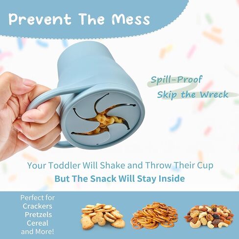 MumEZ Snack Cups for Toddlers, 2Pack Baby Snack Pots Food Grade Silicone Snack Cups, Spill-Proof Tops for Toddlers and Babies, Snack Spinner, Toddler Snack Pot in Saudi Arabia