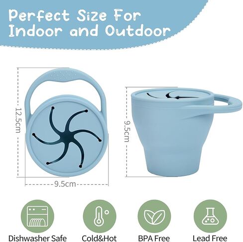 MumEZ Snack Cups for Toddlers, 2Pack Baby Snack Pots Food Grade Silicone Snack Cups, Spill-Proof Tops for Toddlers and Babies, Snack Spinner, Toddler Snack Pot in Saudi Arabia