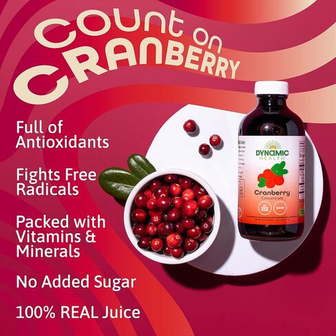 Dynamic Health Pure Cranberry Juice Concentrate, Unsweetened, Natural Antioxidant Support, No Added Sugar, 8 Fl oz in Saudi Arabia