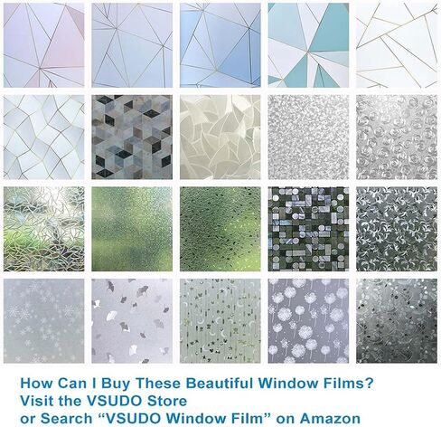 VSUDO 17.7" by 78.7" Mosaic Frosted Privacy Window Film, Removable Gray Mosaic Pattern Matte Window Film, Opaque Window Glass Covering, Static Cling Window Sticker for Home (9.68 Sq. Ft) in Saudi Arabia