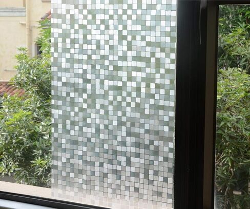 VSUDO 17.7" by 78.7" Mosaic Frosted Privacy Window Film, Removable Gray Mosaic Pattern Matte Window Film, Opaque Window Glass Covering, Static Cling Window Sticker for Home (9.68 Sq. Ft) in Saudi Arabia