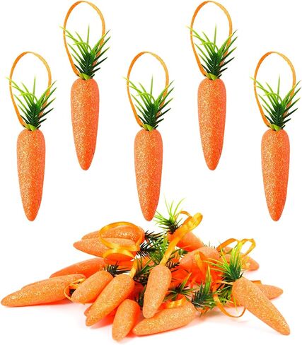 Easter Carrot Hanging Ornaments,15pcs Easter Carrot Decoration, DIY Carrots Crafts, Fake Vegetables for Party Festivals Decoration, Premium Foam Glitter Artificial Carrots Foam Mini Set in Kuwait