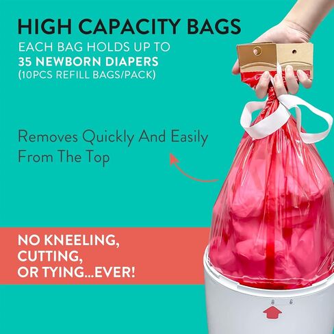 Prince Lionheart Refill Bags 10PACK for Diaper Twist’R Pail, 7-Layer Diaper Disposable Bags with Odors Free Patented Technology Made in USA in Kuwait