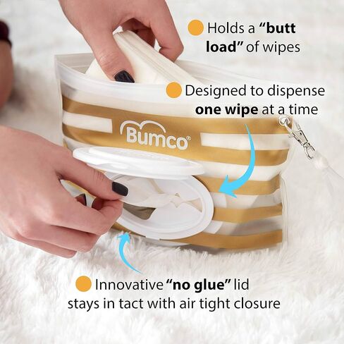 Bumco Reusable Travel Baby Wipes Case and Refillable Dispenser (Black) | Airtight refillable container keeps wet wipes moist. Portable diaper bag organizer and carrying clutch. Unique baby gift. in Saudi Arabia